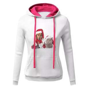 Sweat à capuche de sport pour femme, imprimé, 100 % coton, col rond, décontracté, en molleton, séchage rapide, écologique, anti-boulochage, tricoté, 240g - Product Image 1