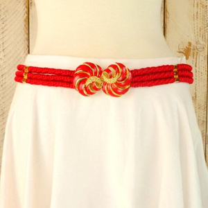 Beautifully Handmade Vintage <b>red</b> enamel crystal floral rope <b>belt</b> - Product Image 1