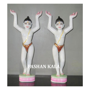 Estatuas Hermosas del Dios Indio Radha Krishna de Mármol Blanco Iskon - Product Image 1