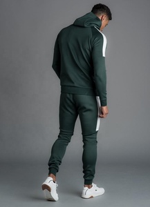 Ensemble de survêtement d'hiver pour homme en polaire polyester vert foncé avec panneau blanc, grande taille, streetwear, entraînement Hawk Eye, paiement par PayPal accepté - Product Image 2