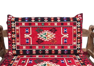 Ensemble de coussin de sol pour siège d'angle Oriental Anatolian Nomad Belkis avec 22 garnitures en mousse de densité/rouge - Product Image 5