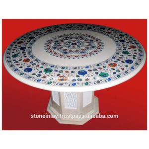 Pietra Dura โต๊ะหินอ่อนพร้อมฐานหินอ่อน - Product Image 1