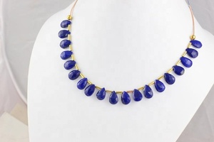 1 brin de perles de Lapis-Lazuli naturel à facettes en forme de poire, pierres précieuses bleues, pour la fabrication de bijoux, vente en gros - Product Image 3