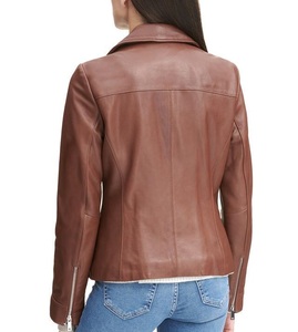 Haute qualité personnalisé motard Streetwear course veste en cuir pour les femmes fermeture éclair détail vraie peau de mouton mode Fit - Product Image 6