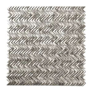 Carrelage de mosaïque 3D en Aluminium, frottements foulard, métal doré, Chevron pour mur