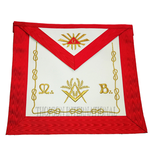 Delantal maestro MB de Rito Francés, cuello de tela de cuero bordado, punto de cruz, Regalia masónica, bordado artesanal - Product Image 1
