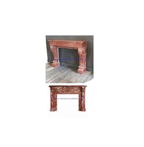 Chimeneas de mármol a prueba de fuego para interiores, mármol rojo tallado a mano, diseños modernos, esculpido de flores de corazón envolvente - Product Image 6