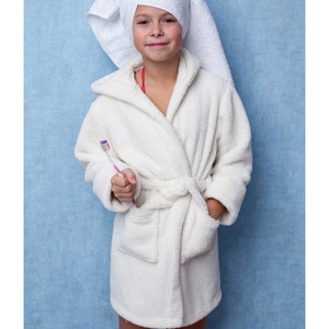 100% peignoirs de bain en tissu éponge en coton cardé avec taille et logo personnalisés pour enfants Robe de l'exportateur indien - Product Image 3
