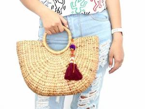 2025 tendencia de moda caliente de alta calidad Bali Simple bolso de mano de paja con cremallera bordada y cierres de botones estilo moderno y natural - Product Image 3