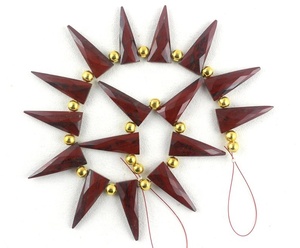 Cristales genuinos Piedras curativas 1 hebra Natural Jasper rojo Piedra preciosa Facetada Triángulo Forma Briolette Cuentas al por mayor - Product Image 6