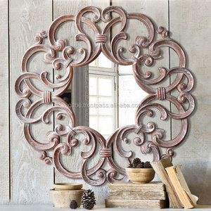 Specchio da Parete Bianco Sbiancato con Modello di <span class=keywords><strong>Thessaloniki</strong></span> Intagliato a Mano - Product Image 1