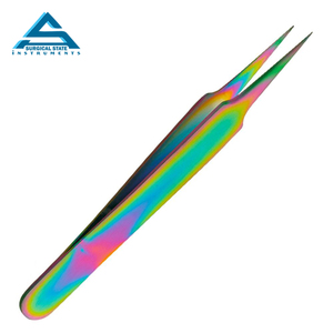 Pinzas profesionales de Extensión de cejas de acero inoxidable J2 recubiertas de color con punta inclinada personalizables - Product Image 2