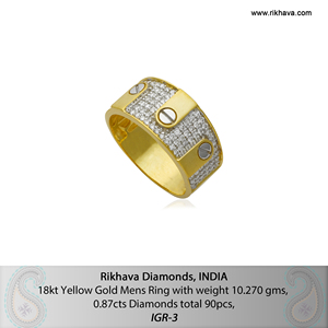 แหวนเพชรสีเหลืองทองสำหรับผู้ชายคุณภาพพรีเมี่ยม - Product Image 6