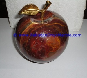 ที่ทับกระดาษแอปเปิ้ลหินโอนิกซ์ขัดเงาของขวัญธรรมชาติที่มีรูปแบบลวดลายสำหรับตกแต่งสำนักงานหรือบ้าน - Product Image 3