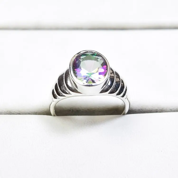 925 Sterling Silver Mystic Topaz Gemstone Ring Jewelry