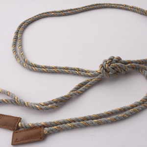 เข็มขัดเชือกเงาสีเทา สไตล์นอติคอล + หนังแท้ แฮนด์เมด แฮปปี้เนส - Product Image 1