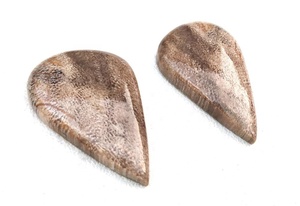 หินแจสเปอร์ไม้ธรรมชาติทรงลูกแพร์2ชิ้นสำหรับทำเครื่องประดับอัญมณี - Product Image 2