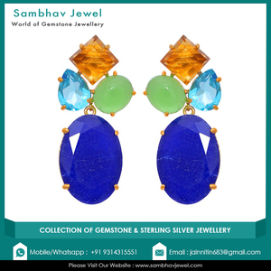 Pendientes de Topacio Azul Natural, Plata de Ley 925 Vintage, Hechos a Mano, Chapados en Oro de 18k, Joyería Fina Clásica para Mujer - Product Image 3