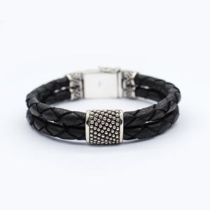 Bali Jewely 925 Sterling Silver Leather <b>Bracelet</b> for Men - Product Image 2