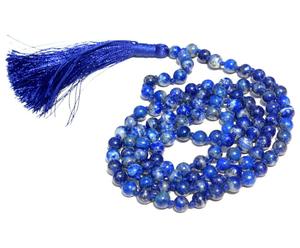 Collar largo con cuentas de lapislázuli para mujer, Gargantilla con gemas de Color Denim, 108 cuentas, hecho a mano - Product Image 1