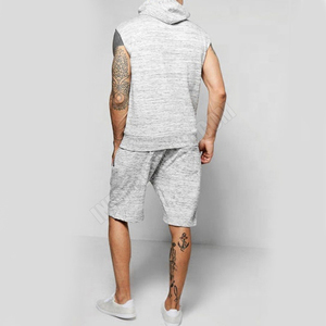 Sweat à capuche sans manches avec short pour hommes, survêtement de sport, Fitness, été, - Product Image 2