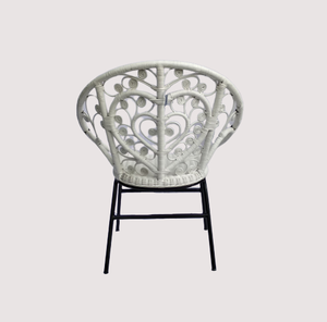 Silla de ratán blanca de ocio moderna superventas al por mayor, muebles para el hogar, pata de metal para oficina, villa, comedor tradicional al aire libre - Product Image 4