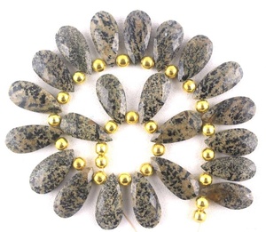 Faceted Pear Shape Natural Dalmation Jasper Gemstone Briolette <b>Beads</b> <b>for</b> <b>Jewelry</b> <b>Making</b> Healing <b>Crystal</b> - Product Image 3
