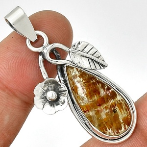 Le plus chaud 925 Sterling Silver Natural Cacoxenite Gemstone Déclaration Pendentif Bijoux Pour Le Fournisseur En Gros ODM OEM Bijoux - Product Image 1