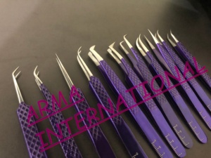 แหนบต่อขนตาสแตนเลสเคลือบสีฟ้าแบบแยกแหลมแบบตรงโลโก้ตามสั่ง - Product Image 6