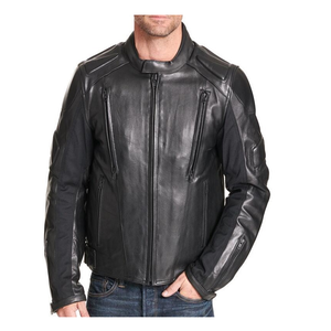 Chaqueta de cuero de motocicleta OEM hecha a medida para hombre estilo de carreras con forro de invierno y detalles de armadura de carretera - Product Image 1