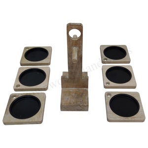 Vente chaude Artistique En Bois Artisanat Élégant Tasse À Thé/Café Porte-Gobelet Sous-verres avec Support Pour Café et Table À Manger - Product Image 5