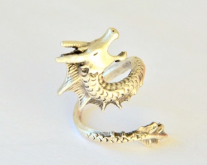 Bague Dragon de conte ancien unisexe Animal oriental Symbole chinois Bijoux en Extrême-Orient pour fiançailles et fête en alliage - Product Image 6