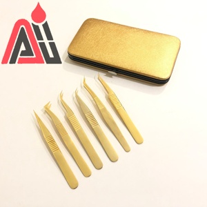 Pinzas de acero inoxidable para pestañas Dumont chapadas en oro de 24K, pestañas individuales personalizables, extensión de cejas, puntas puntiagudas - Product Image 4