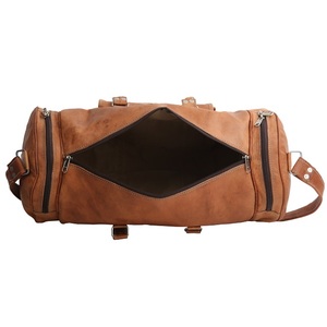 Bolsas de lona de 24 pulgadas de cuero de cabra real hechas a mano con correas de hombro ajustables, bolsas de tránsito de fin de semana de estilo Retro para Unisex - Product Image 6