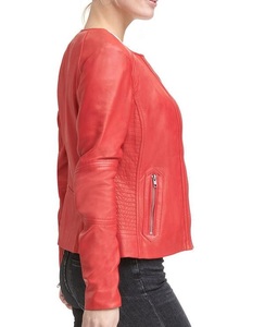 Veste en cuir de motard en peau de mouton bleu pour femme audacieuse finie pour les amateurs de mode Streetwear inspiré de la mode - Product Image 3