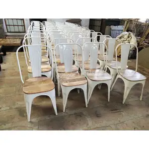 सफेद धातु खत्म कैफे आयरन और Reclaimed लकड़ी शीर्ष रेस्तरां कुर्सी/धातु कुर्सी