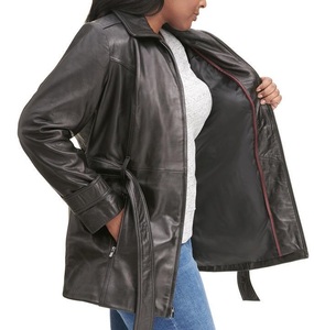 Chaqueta de motocicleta de piel de oveja de talla grande para mujer, abrigo de otoño, Tops con cremallera, decoración de botones, nueva ropa de abrigo de moda para mujer - Product Image 6