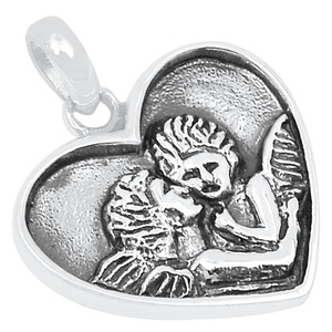 จี้รูปหัวใจสีเงินสเตอร์ลิง925สวยเครื่องประดับจี้คู่รักจูบกันแบบคู่สำหรับเป็นของขวัญวันเกิดผู้ผลิตจำนวนมาก - Product Image 1