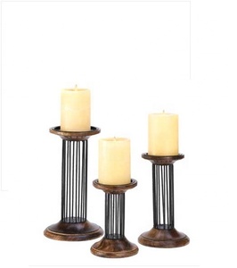 ชุดเชิงเทียน3อันหรูหราทำจากโลหะและไม้ - Product Image 1