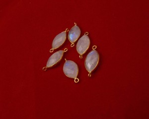 สร้อยรูปพระจันทร์สีรุ้งธรรมชาติห่วงคู่แนวตั้งเงินสเตอร์ลิง18K ชุบทองเครื่องประดับทำกรอบ - Product Image 5