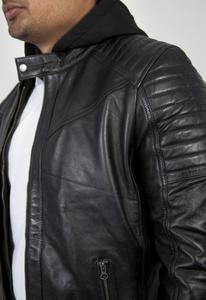 Veste en cuir pour hommes Adventure-Ready Style extérieur formel robuste avec coupe confortable Look solide Sensation durable Col à capuche - Product Image 3