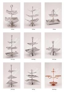 Support à gâteaux de table en métal Support à biscuits à 3 niveaux Base en métal aluminium couleur argent Articles secs pour la maison et les fêtes de mariage - Product Image 3