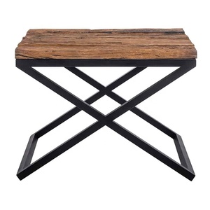 Table d'appoint moderne en bois et fer recyclés de style industriel Table basse pour meubles de salon à la maison - Product Image 2