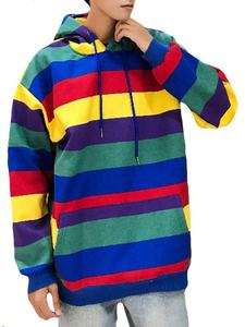 Sudadera con capucha de manga larga con bolsillo de canguro para hombre, estampado Digital, Color sólido, hombro caído, 100% algodón, forro polar sostenible - Product Image 3