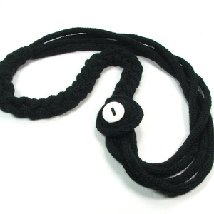 Trendy Black <b>Braided</b> Necklace, <b>Long</b> <b>Braided</b> Necklace, Cotton Necklace Cord - Product Image 1