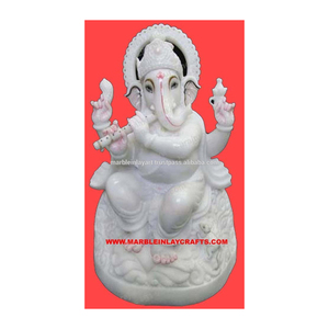 Estatua de Lord Ganesh en Mármol, Ídolo de Ganesh Hecho a Mano en Mármol - Product Image 1