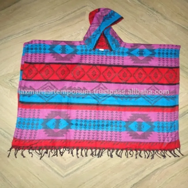 Poncho en laine acrylique de styliste, poncho en style indien