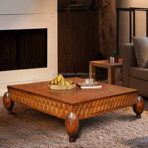 Bàn Cà Phê Gỗ Tếch Với Hình Vuông Top Diamond Ornament Patron Màu Tự Nhiên - Product Image 1