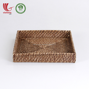 ตะกร้าหวายทรงสี่เหลี่ยมสีน้ำตาลสำหรับเสิร์ฟอาหารทำจากเวียดนาม - Product Image 6