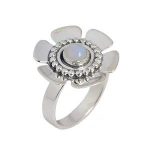 Wholesale Popular Australian Jewelry Round Burst White Opal Stone Inlay Ring 925 Solid Handmade Jewelry Engagement Ring Exporter